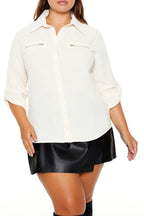 Plus Size Roll-Tab Sleeve Shirt