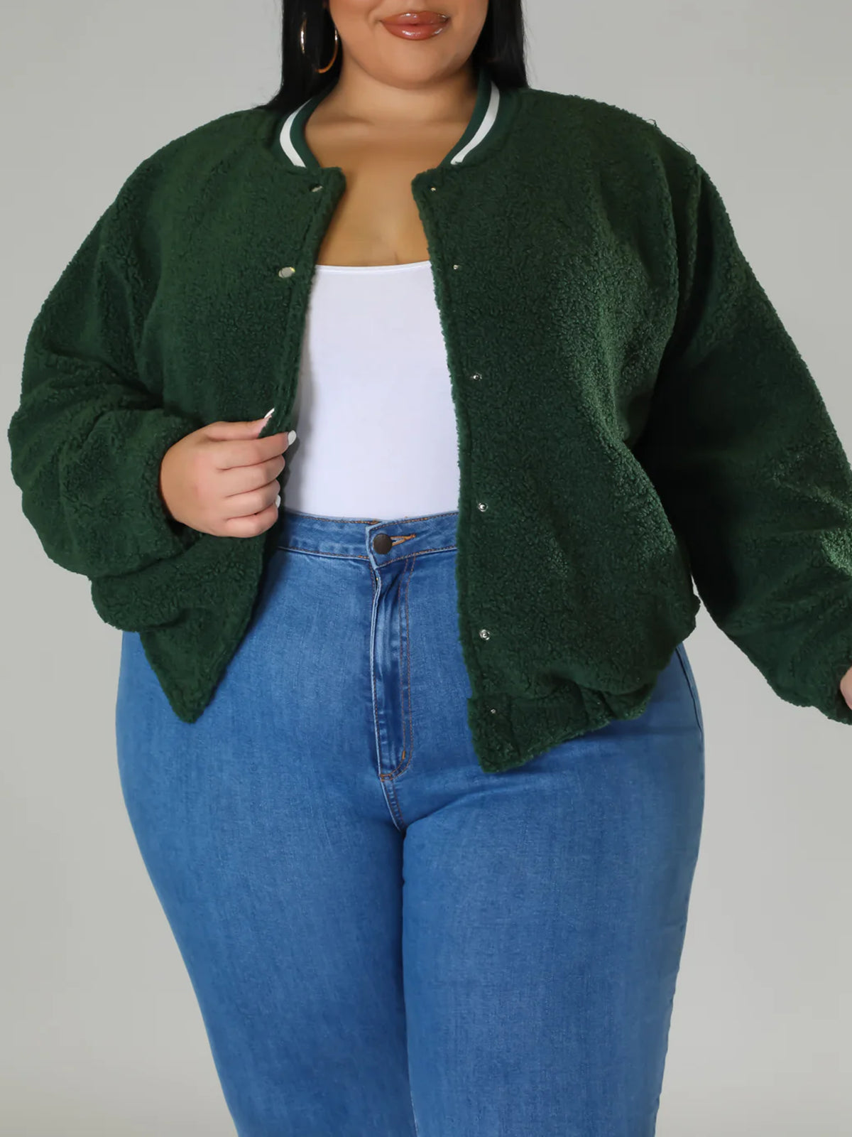 Áo khoác nhung trơn màu thời trang cỡ lớn dành cho nữ