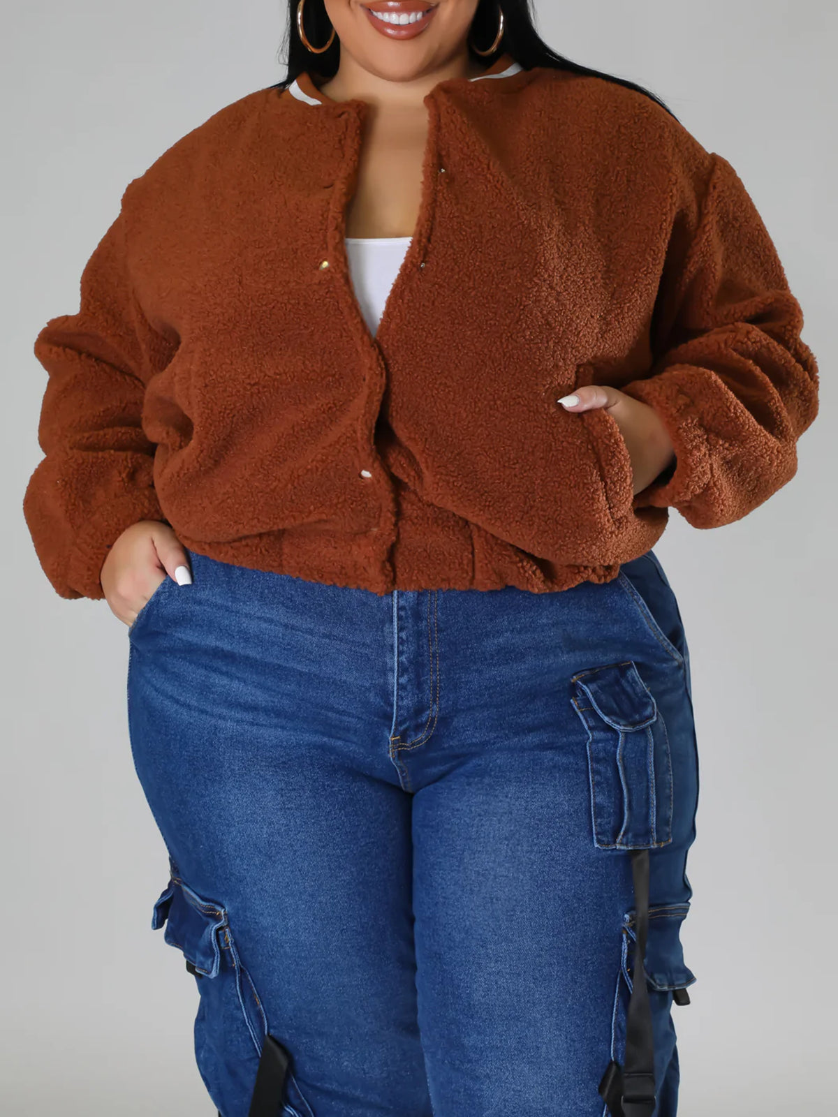 Áo khoác nhung trơn màu thời trang cỡ lớn dành cho nữ