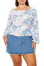 Plus Size Floral Square-Neck Top