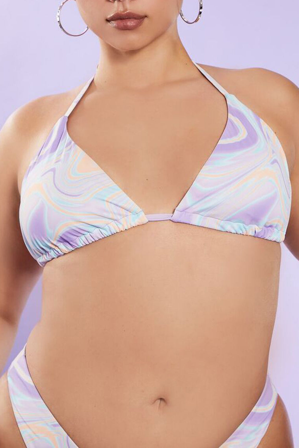 Plus Size Oil Slick String Bikini Top