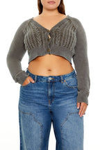 Plus Size Cropped Cardigan Sweater
