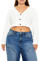 Plus Size Cropped Cardigan Sweater