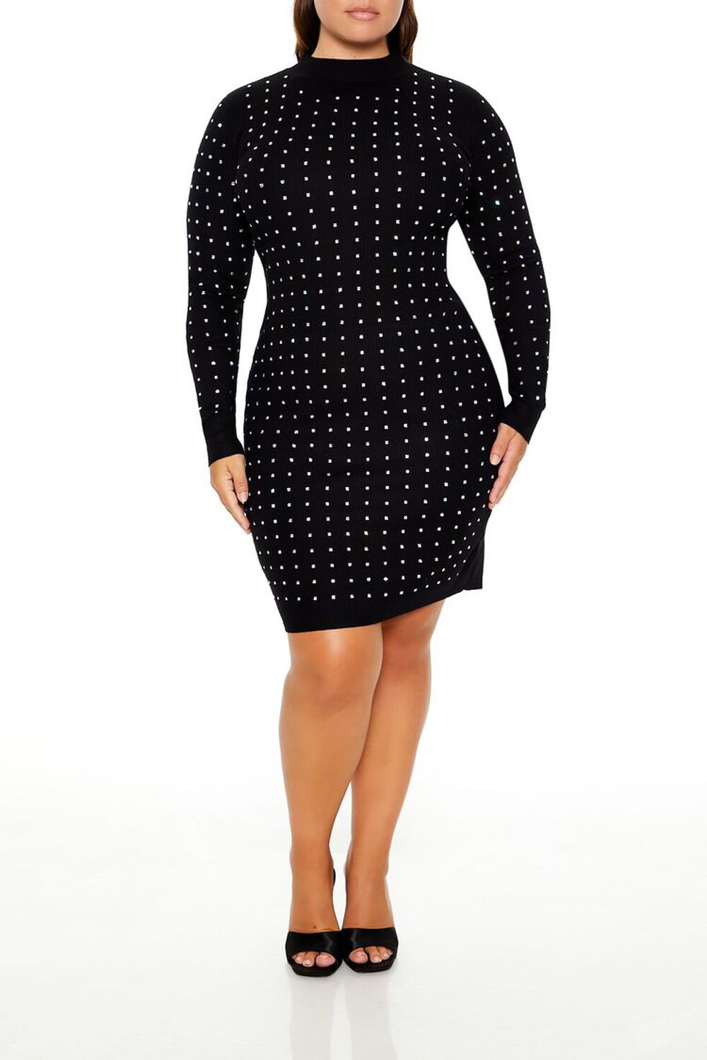 Plus Size Rhinestone Mini Dress